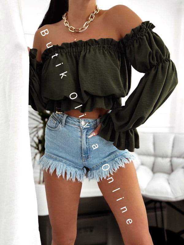 damska bluzka hiszpanka khaki na lato