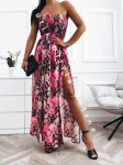 Sukienka maxi z rozcięciami MAYA w kwiaty - czarna 