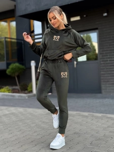 Dres welurowy bluza+spodnie MILANO - zielony 