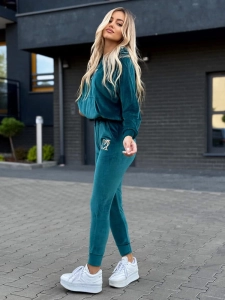 Dres welurowy bluza+spodnie MILANO - butelkowa zieleń 