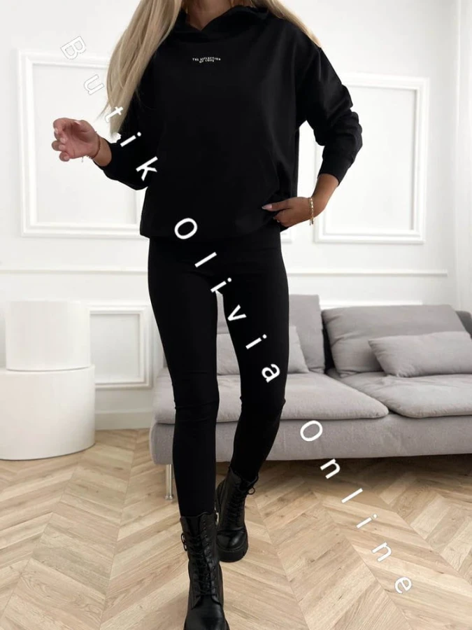 dres 3-częściowy bluza + t-shirt + legginsy czarny