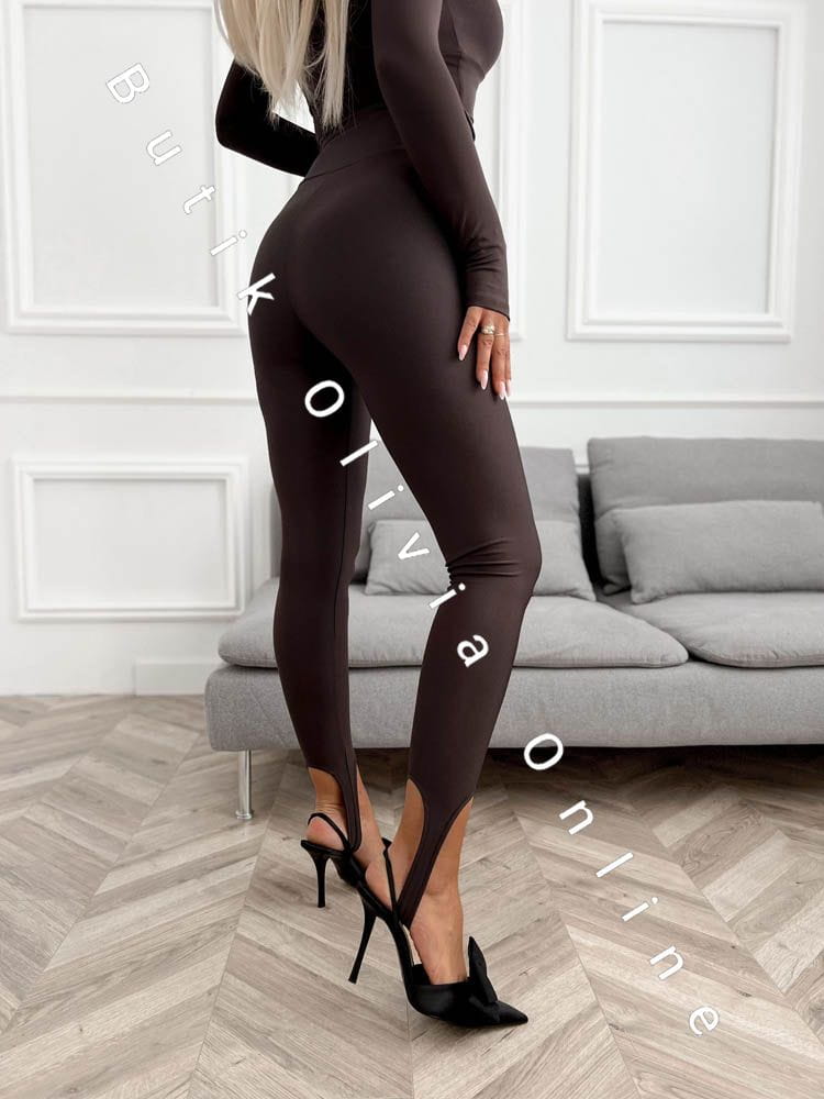 czekoladowy komplet bluzka legginsy narciarki