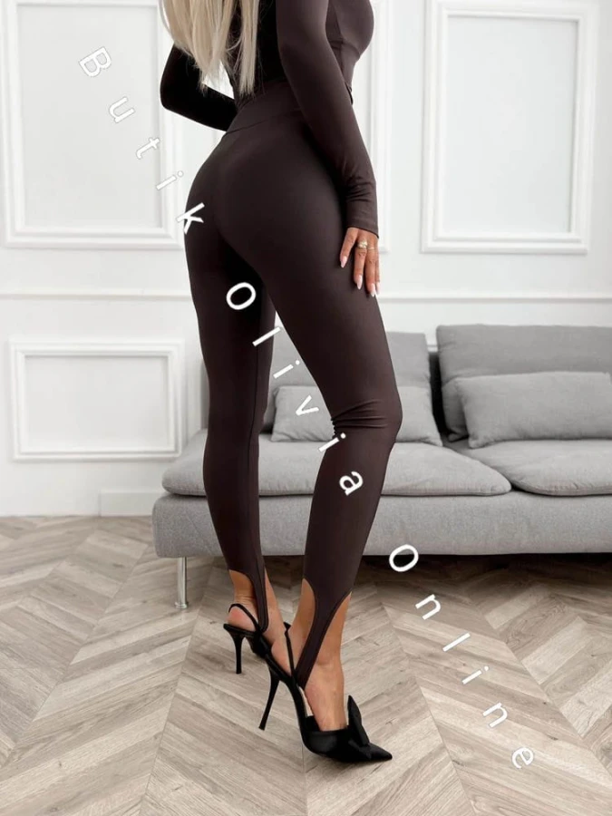 czekoladowy komplet bluzka legginsy narciarki
