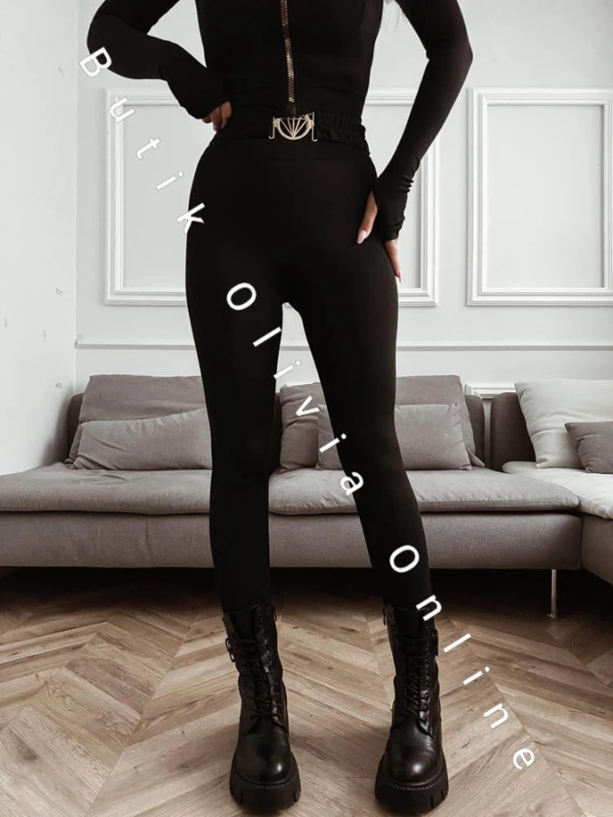legginsy z paskiem czarne diamond
