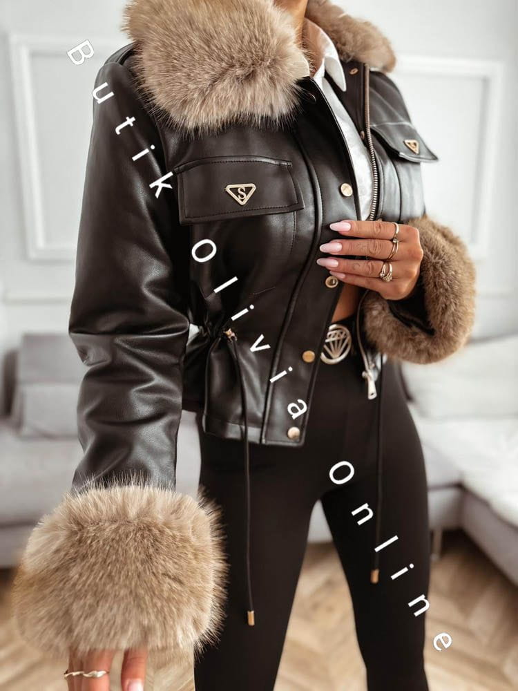 czarna-damska-ramoneska-ocieplana-z-futerkiem-zimowa-kurtka