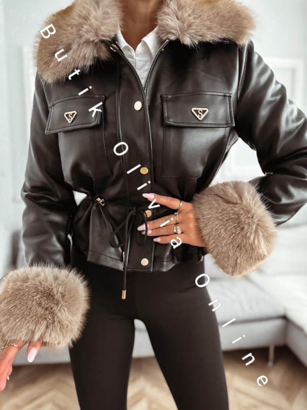 czarna-damska-ramoneska-ocieplana-z-futerkiem-zimowa-kurtka