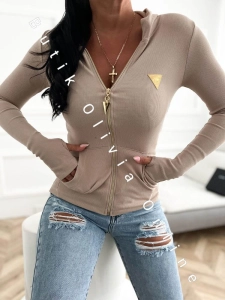 Bluza rozpianan z kapturem URBAN - beżowa 