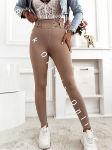 Legginsy push-up z łańcuszkami ROSE - beżowe 