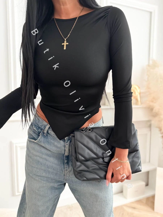 bluzka dopasowana czarna lycra
