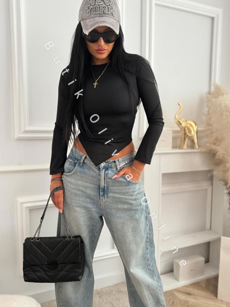 bluzka dopasowana czarna lycra