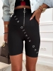 Dopasowane czarne legginsy kolarki biker shorts z wysokim pasem i przeszyciami modelującymi sylwetkę
