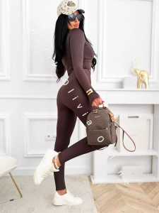 Legginsy lycra z wysokim stanem SPLIT - czekoladowe 