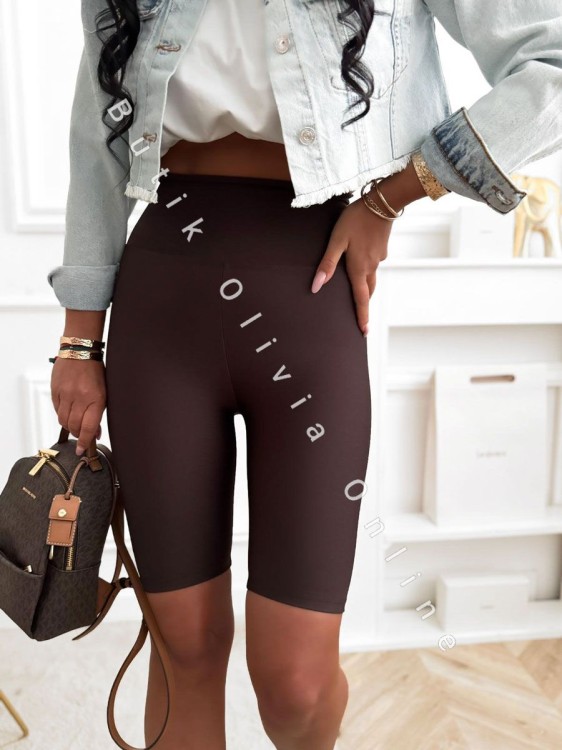 damskie legginsy kolarki lycra z wysokim stanem czekoladowe