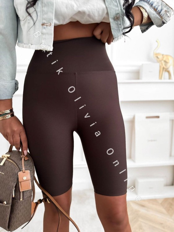 damskie legginsy kolarki lycra z wysokim stanem czekoladowe