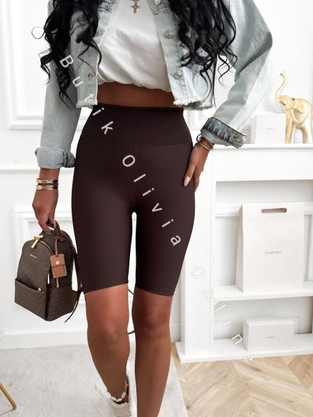 damskie legginsy kolarki lycra z wysokim stanem czekoladowe