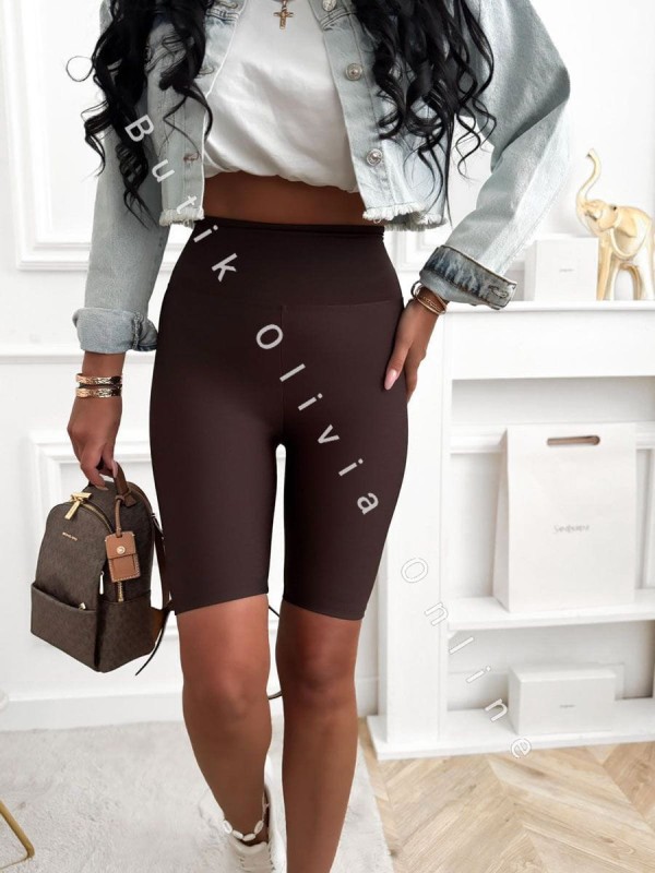damskie legginsy kolarki lycra z wysokim stanem czekoladowe