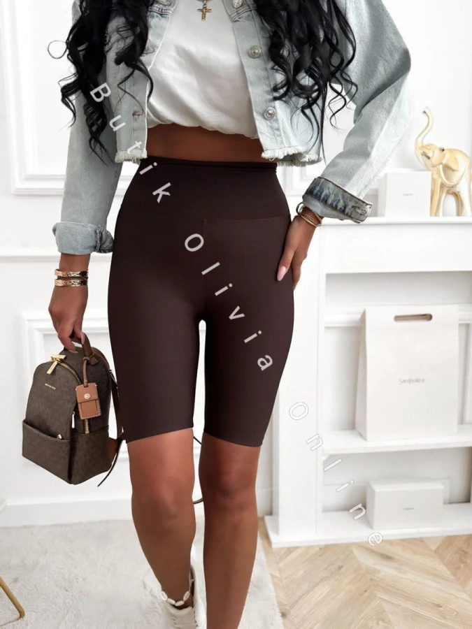 damskie legginsy kolarki lycra z wysokim stanem czekoladowe