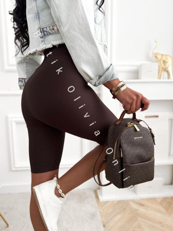 damskie legginsy kolarki lycra z wysokim stanem czekoladowe