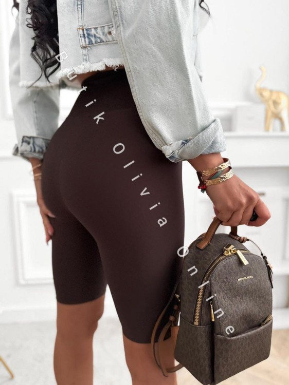 damskie legginsy kolarki lycra z wysokim stanem czekoladowe