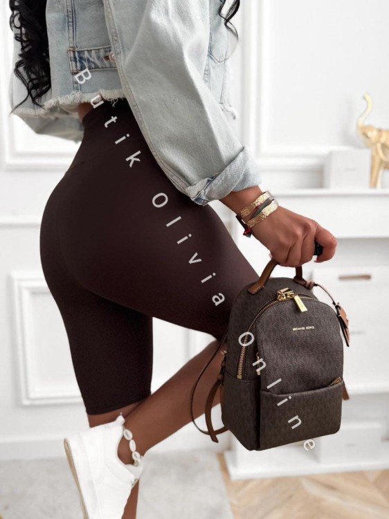 damskie legginsy kolarki lycra z wysokim stanem czekoladowe
