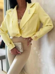 Żakiet typu bomber z broszką i poduszkami na ramionach GIACA - żółty 