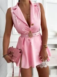 Kombinezon krótki elegancki bez rękawów EZRA - różowy 
