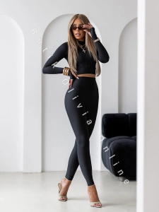 Legginsy lycra z wysokim stanem SPLIT - czarne