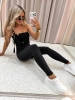 legginsy prążkowane z szelkami czarne