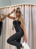 legginsy prążkowane z szelkami czarne