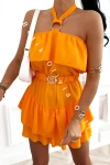 Kombinezon hiszpanka bez rękawów z paskiem MARE - pomarańczowy 