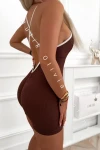 Kombinezon krótki prążkowany z push-up OUT OF BACK - brązowy