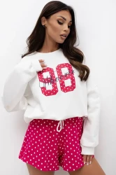 Komplet bluza oversize + szorty w kropki UNDER 98 - różowy 
