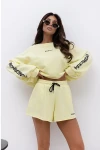 Komplet bluza oversize + szorty MINIMALIST - żółty 