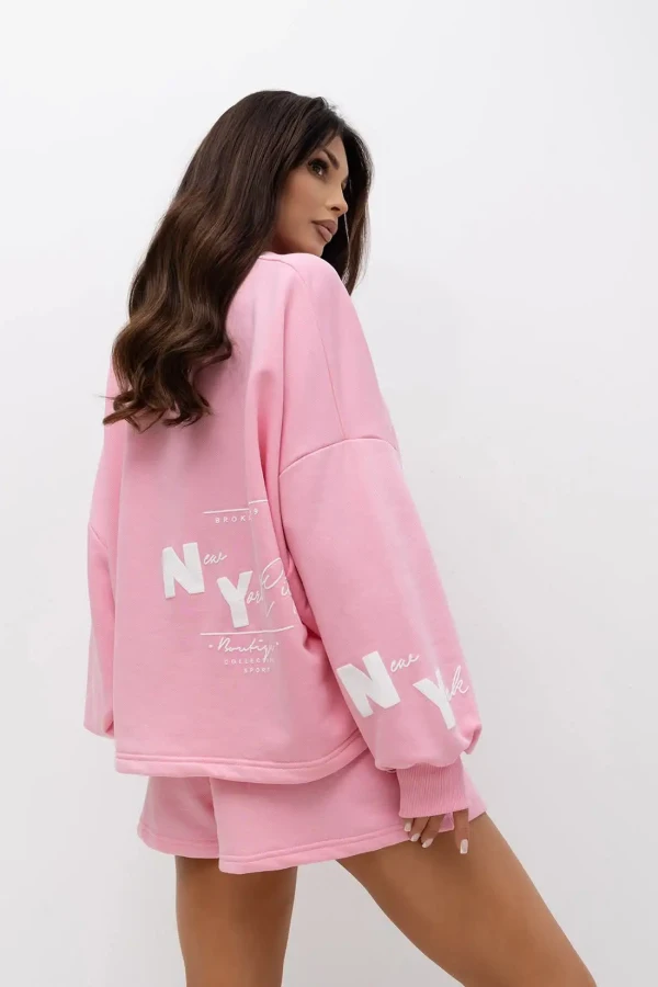 komplet dresowy bluza oversize i szorty różowy