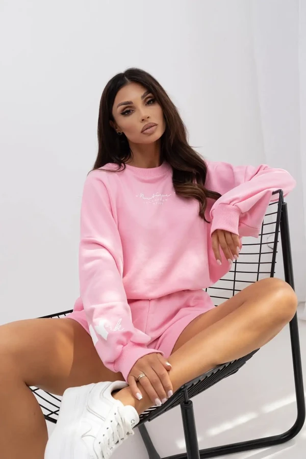 komplet dresowy bluza oversize i szorty różowy