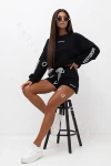 Komplet bluza oversize + szorty MINIMALIST - czarny