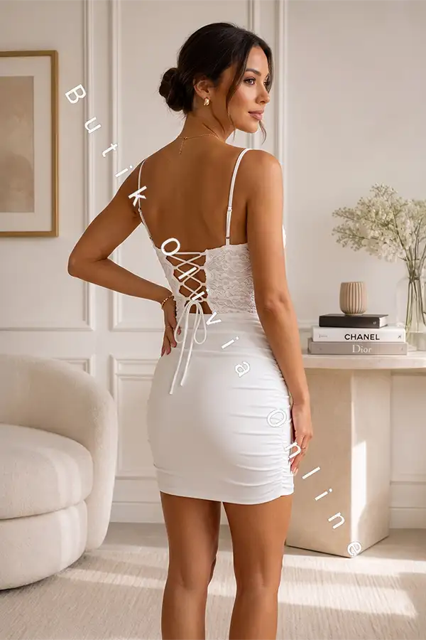 sukienka gorsetowa mini na ramiączkach biała