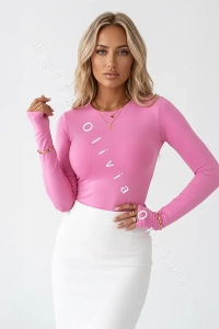 Bluzka z rozcięciem na kciuk PINK ONLY - różowa