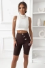 damskie legginsy kolarki lycra z wysokim stanem czekoladowe
