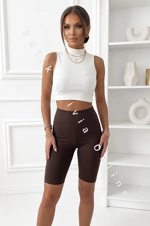 damskie legginsy kolarki lycra z wysokim stanem czekoladowe