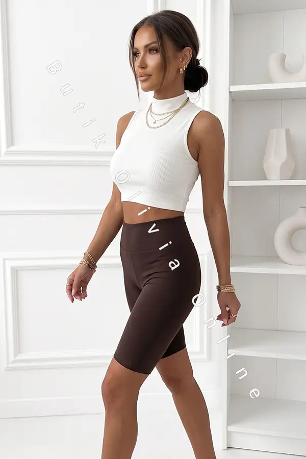damskie legginsy kolarki lycra z wysokim stanem czekoladowe