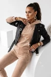 Dres welurowy bluza + spodnie MILANO - ciemny beż 