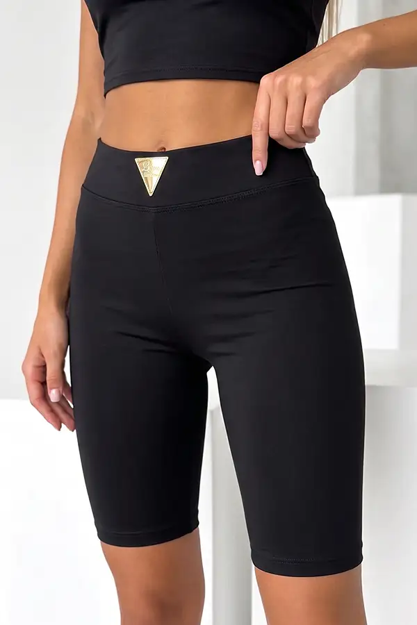 czarne legginsy kolarki z marszczeniem push-up