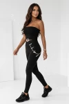 Legginsy prążkowane CHAIN - czarne 