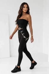 Legginsy prążkowane CHAIN - czarne 