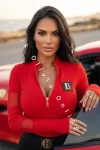 Bluzka prążkowana z otworami na kciuk VEGAS - czerwona