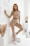 Komplet bluzka + legginsy SPLIT - beżowy 