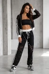 Dres komplet koronkowy z lampasami HOT TREND - czarny