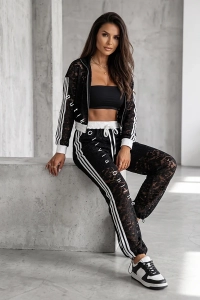 Dres komplet koronkowy z lampasami HOT TREND - czarny
