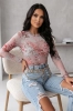 transparentne niebieskie body siatka w kwiatowy print